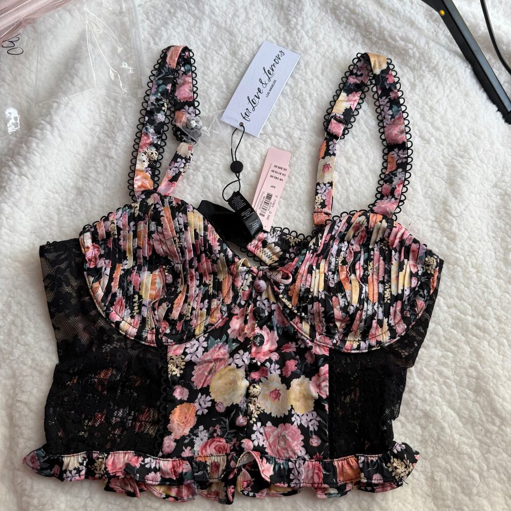 For Love & Lemons black floral bustier S